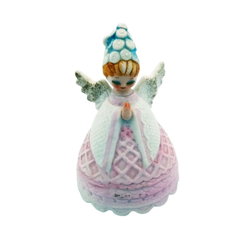 Bell Lefton China Hand Painted Praying Angel 4 Inch Porcelain Vintage Christmas
